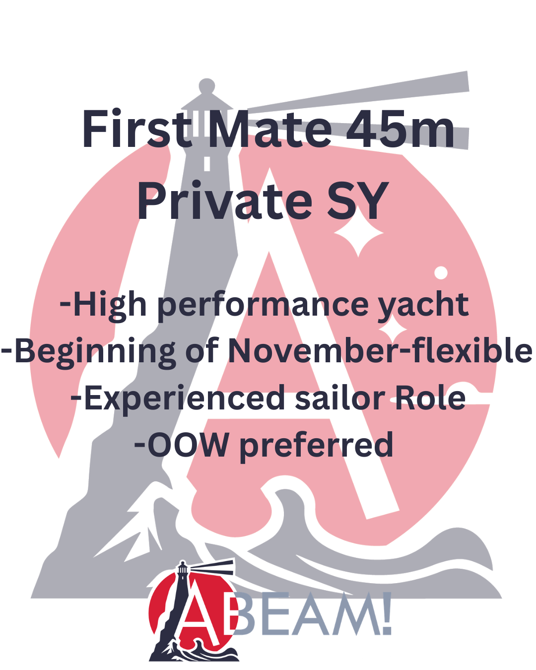 Mate for a 45m Private Sail Yacht